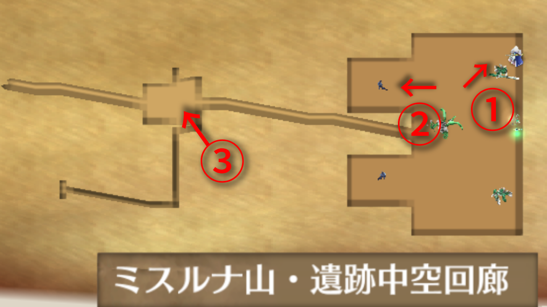 トーラムオンラインのミスルナ山・遺跡中空回廊のマップ